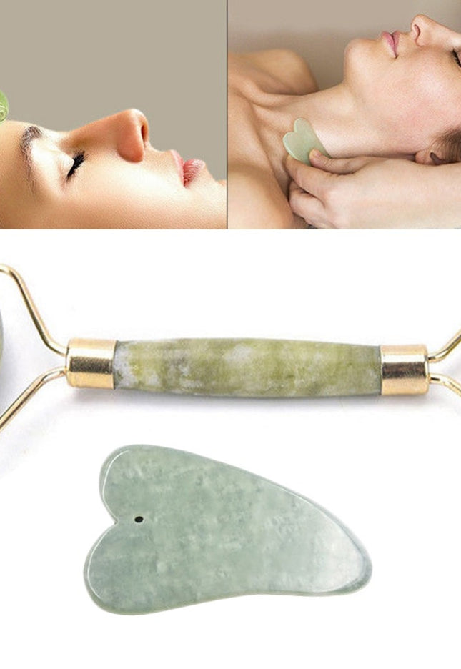 2pcs Facial Massage Jade Roller Face Neck Natural Stone